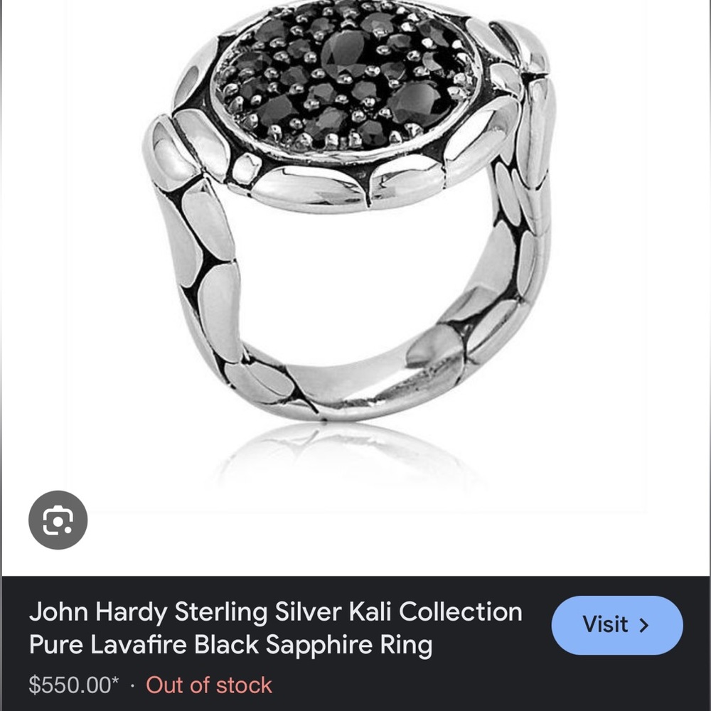 John Hardy Kali Lavafire Black Sapphire Ring size 8